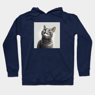 Illustration of pretty grey haired cat looking up Hoodie